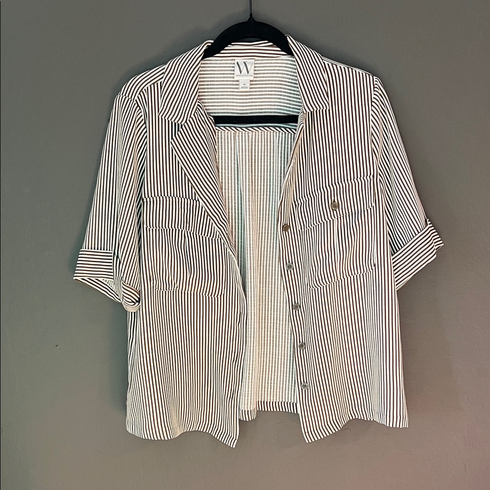 Worthington Brown and White Striped Top